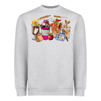 Heather Grey Lunch Lady Coffee Cups Heavyweight Sweatshirt - FaDigitalArtStudio