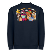 Navy Lunch Lady Coffee Cups Heavyweight Sweatshirt - FaDigitalArtStudio