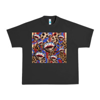 Pigment Black American flag lips leopard  tumbler Urban Heavy Tee - HowdyJamesFarm