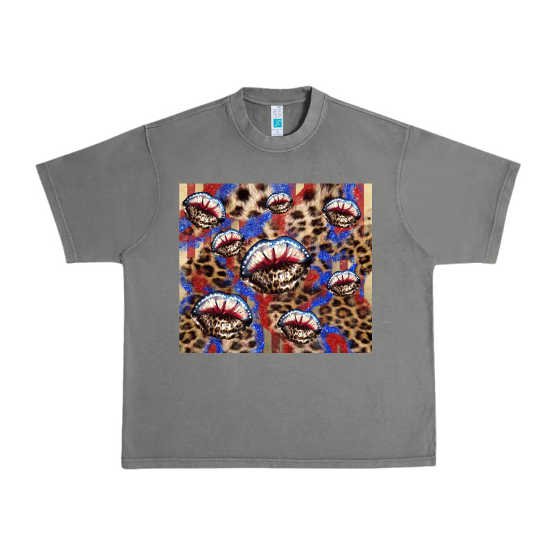American Flag Lips Leopard  Tumbler Urban Heavy Tee by HowdyJamesFarm | Teevron