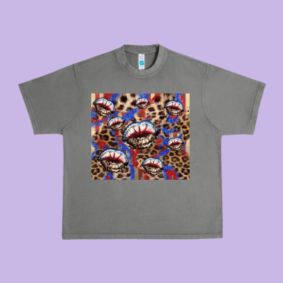American Flag Lips Leopard  Tumbler Urban Heavy Tee Designed By Howdyjamesfarm