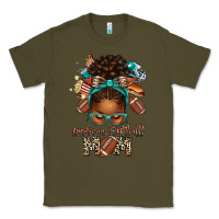 Army Green American Football Mom Afro Messy Bun Classic Tee - texasbilliewilder