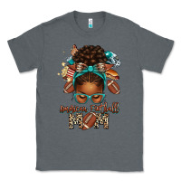 Charcoal Heather American Football Mom Afro Messy Bun Classic Tee - texasbilliewilder