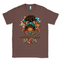 Chestnut American Football Mom Afro Messy Bun Classic Tee - texasbilliewilder