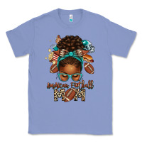 Colony Blue American Football Mom Afro Messy Bun Classic Tee - texasbilliewilder