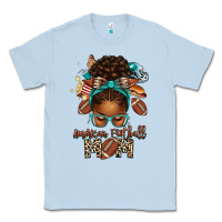 Dusty Blue American Football Mom Afro Messy Bun Classic Tee - texasbilliewilder
