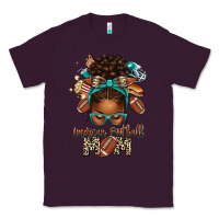 Plum American Football Mom Afro Messy Bun Classic Tee - texasbilliewilder