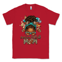 Red American Football Mom Afro Messy Bun Classic Tee - texasbilliewilder