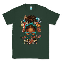 Sports Green American Football Mom Afro Messy Bun Classic Tee - texasbilliewilder