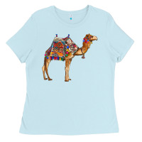 Baby Blue camel with colorful saddle Ladies Tee - BarkalooDesign