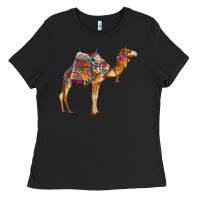 Black camel with colorful saddle Ladies Tee - BarkalooDesign