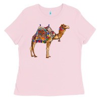 Bubblegum Pink camel with colorful saddle Ladies Tee - BarkalooDesign