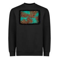 Black western leopard turquoise glitter tooled leather Heavyweight Sweatshirt - FaDigitalArtStudio