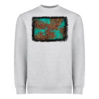 Heather Grey western leopard turquoise glitter tooled leather Heavyweight Sweatshirt - FaDigitalArtStudio
