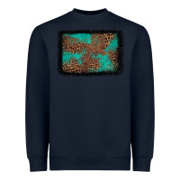Navy western leopard turquoise glitter tooled leather Heavyweight Sweatshirt - FaDigitalArtStudio