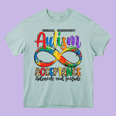 Autism Acceptance Heavy Core Tee Designed By Lillyallendesigns