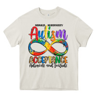 Cream autism acceptance Heavy Core Tee - LillyAllenDesigns