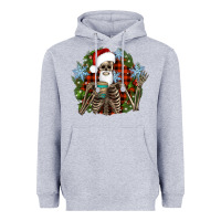 Heather Grey Santa skeleton christmas Heavyweight Hoodie - Artiststas