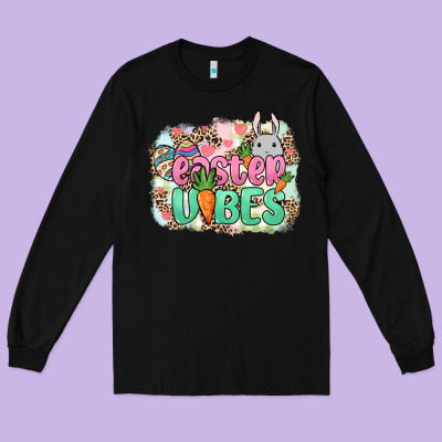 Easter Vibes Easter Day Long Sleeve Tee Designed By Howdyjamesfarm