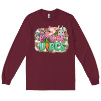 Burgundy Easter vibes Easter Day Long Sleeve Tee - HowdyJamesFarm