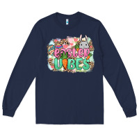 Navy Easter vibes Easter Day Long Sleeve Tee - HowdyJamesFarm