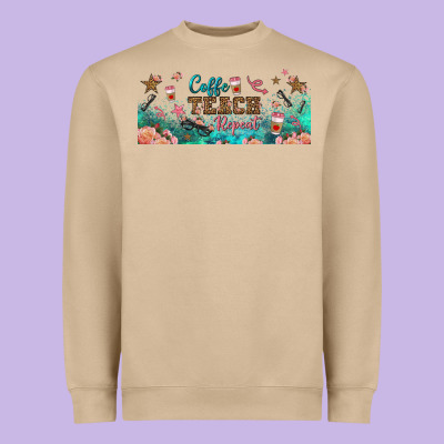 Coffe Teach Repeat Libbey Glass Heavyweight Sweatshirt Designed By Bundleandbundleshop