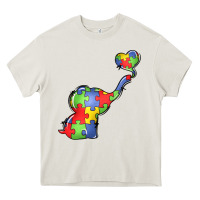 Cream autism awareness elephant Heavy Core Tee - LillyAllenDesigns