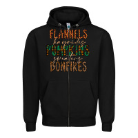 Black flannels hayrides pumpkins bonfires Zipper Hoodie - CowhideDigitalArt