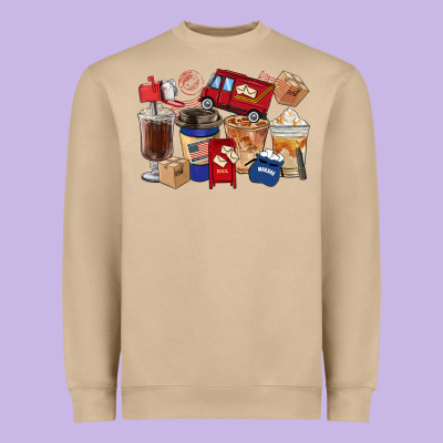 Postal Worker Coffee Cups Heavyweight Sweatshirt Designed By Fadigitalartstudio