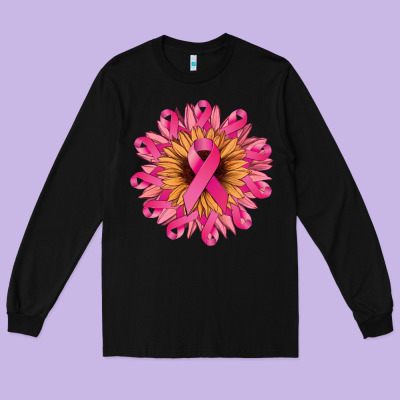 Cancer Ribbon Sunflower Cancer Awareness Long Sleeve Tee Designed By Howdyjamesfarm