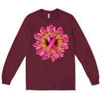 Burgundy Cancer ribbon sunflower Cancer Awareness Long Sleeve Tee - HowdyJamesFarm