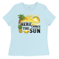 Baby Blue here comes the sun Ladies Tee - BarkalooDesign