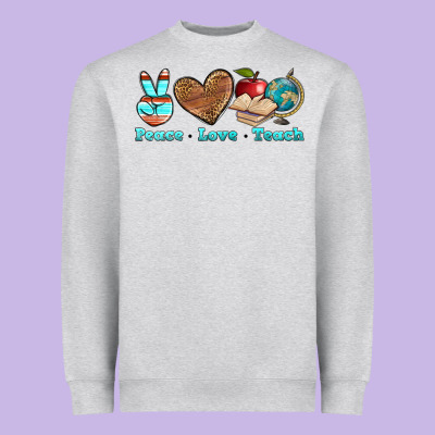 Peace Love Teach Heavyweight Sweatshirt Designed By Bundleandbundleshop
