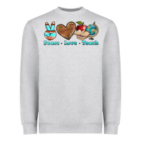 Heather Grey peace love teach Heavyweight Sweatshirt - BundleAndBundleShop