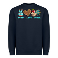 Navy peace love teach Heavyweight Sweatshirt - BundleAndBundleShop