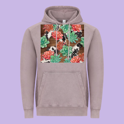 Succulents And Cowhide Vintage Hoodie Designed By Tumblerdesignbyshophia