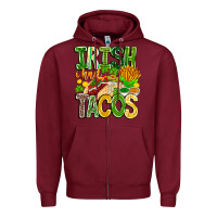 Burgundy Irish i Had Tacos Zipper Hoodie - CowhideDigitalArt