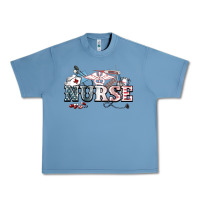 Pebble Blue American Nurse 4th of july Urban Heavy Tee - HowdyJamesFarm