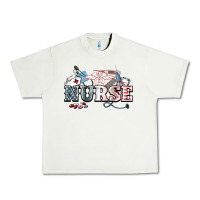 Pistachio American Nurse 4th of july Urban Heavy Tee - HowdyJamesFarm