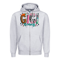 Heather Grey gigi bunny Zipper Hoodie - CowhideDigitalArt