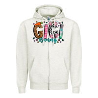 Oatmeal Heather gigi bunny Zipper Hoodie - CowhideDigitalArt