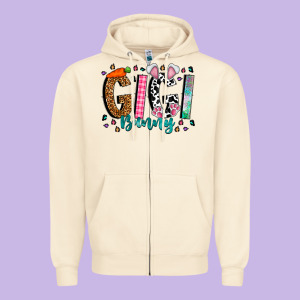 Gigi Bunny Zipper Hoodie Designed By Cowhidedigitalart