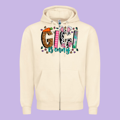 Gigi Bunny Zipper Hoodie Designed By Cowhidedigitalart