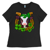 Black lucky horseshoe 4 leaf clover baby calf Ladies Tee - Jasminsmagicworld