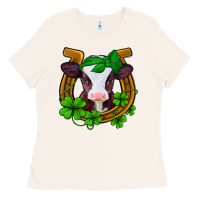 Bone lucky horseshoe 4 leaf clover baby calf Ladies Tee - Jasminsmagicworld