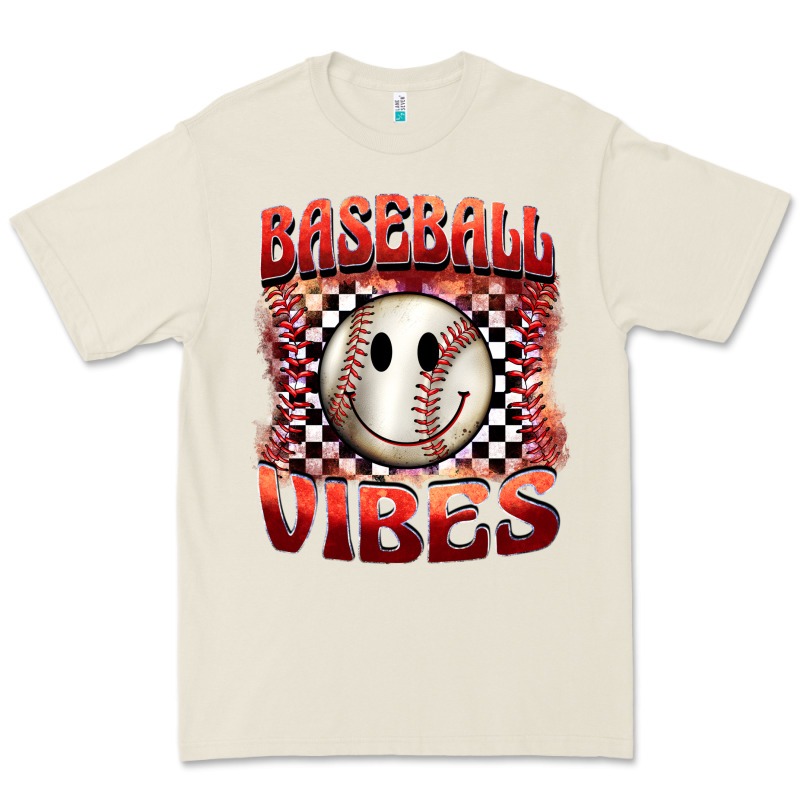 Baseball Vibes Smiley Face Premium Tee by BarkalooDesign | Teevron