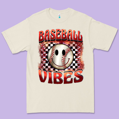 Baseball Vibes Smiley Face Premium Tee Designed By Barkaloodesign
