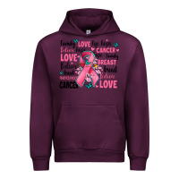 Mauve Wine breast cancer ribbons with cancer words Urban Hoodie - AdoDesignShop