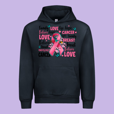 Breast Cancer Ribbons With Cancer Words Urban Hoodie Designed By Adodesignshop