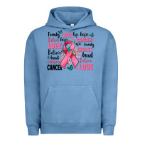 Pigment Pebble Blue breast cancer ribbons with cancer words Urban Hoodie - AdoDesignShop
